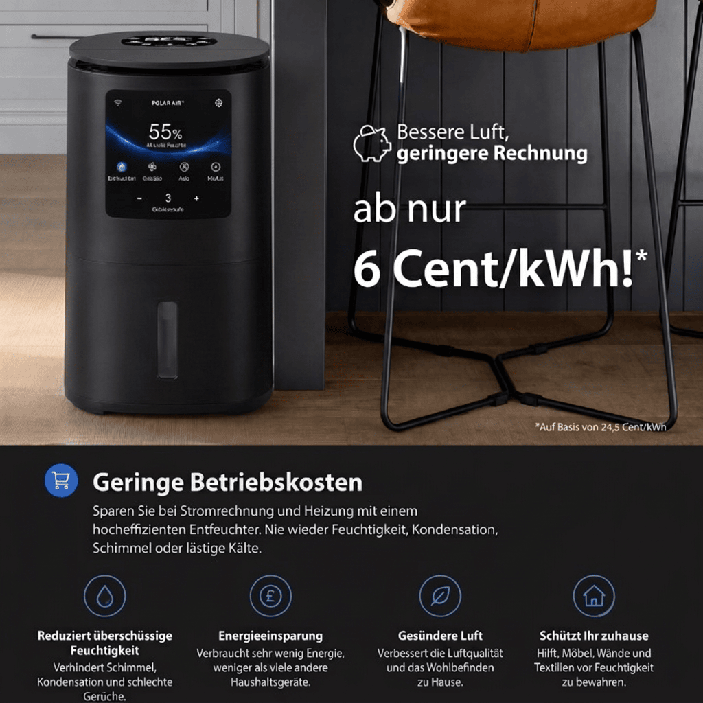 PolarAir – Mobiles Klimagerät 18.000 BTU | Kühlen & Heizenno (schwarz)