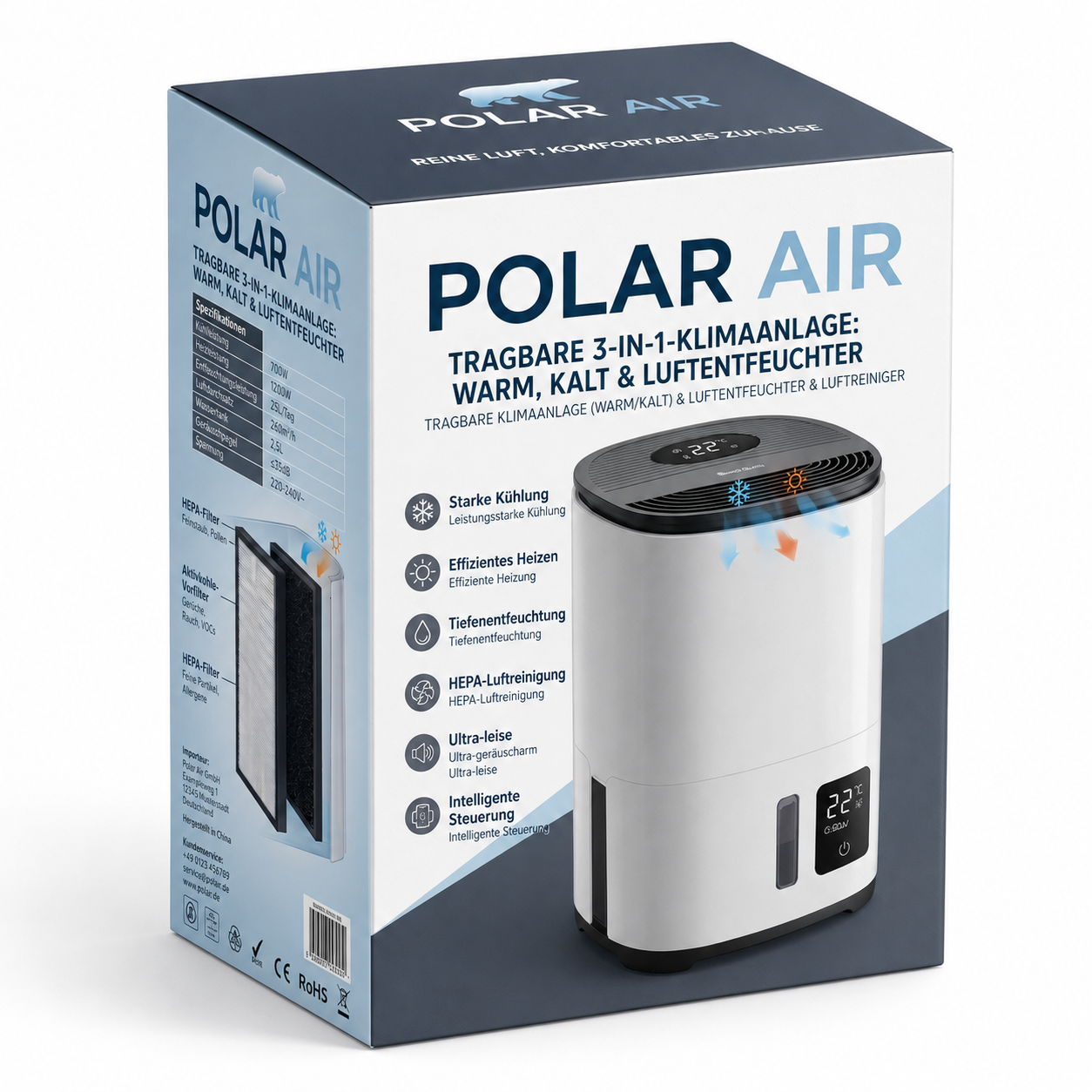 PolarAir – Mobiles Klimagerät 18.000 BTU | Kühlen & Heizenno