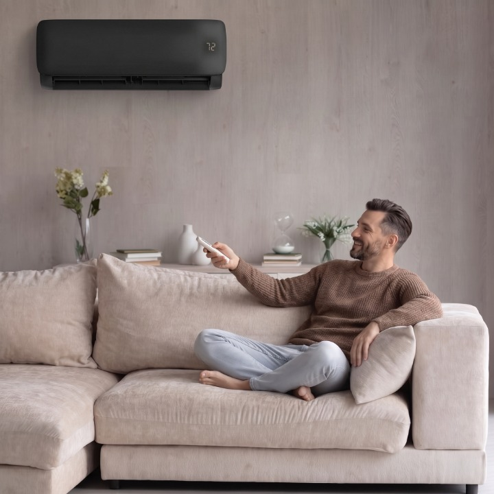 Split-Klimaanlage Inverter 2,5 Tonnen mit Wi-Fi (schwarz)