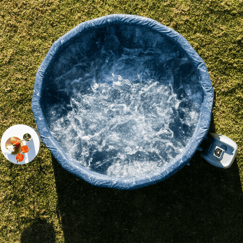 Aufblasbarer Whirlpool 7 Personen – Holzoptik, beheizt