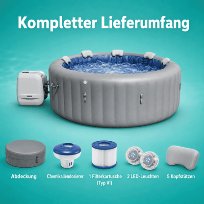 Aufblasbarer Whirlpool für 7 Personen mit Massagedüsen