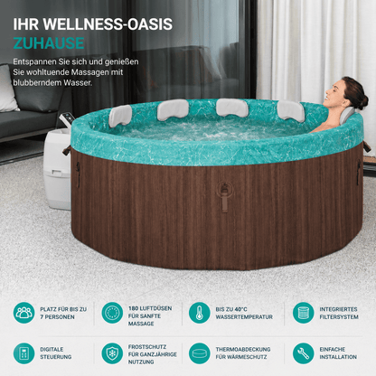 Aufblasbarer Whirlpool 7 Personen – Holzoptik, beheizt